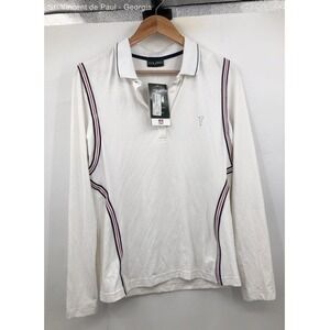 Golfino White Unisex Long Sleeve Poly-Lycra Luxury Golf Polo Shirt NEW- Size L